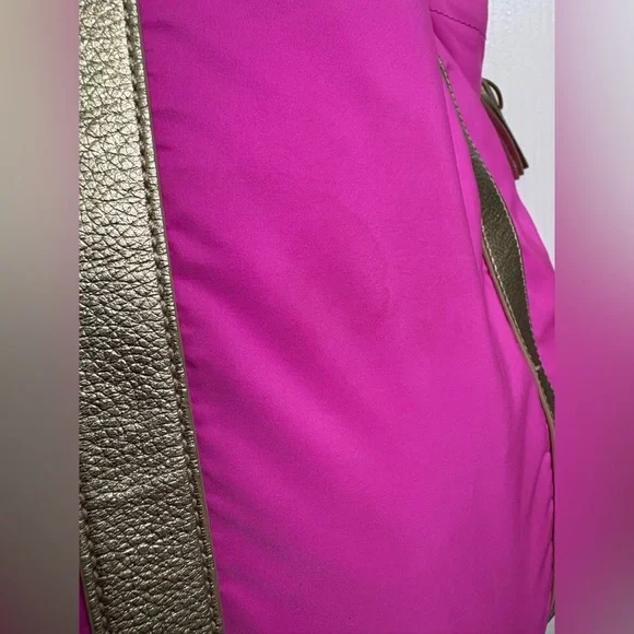 Lilly Pulitzer Hot Pink Large Tote Shoulder Bag Side Zippers Gold Straps Tassels - Picture 5 of 8